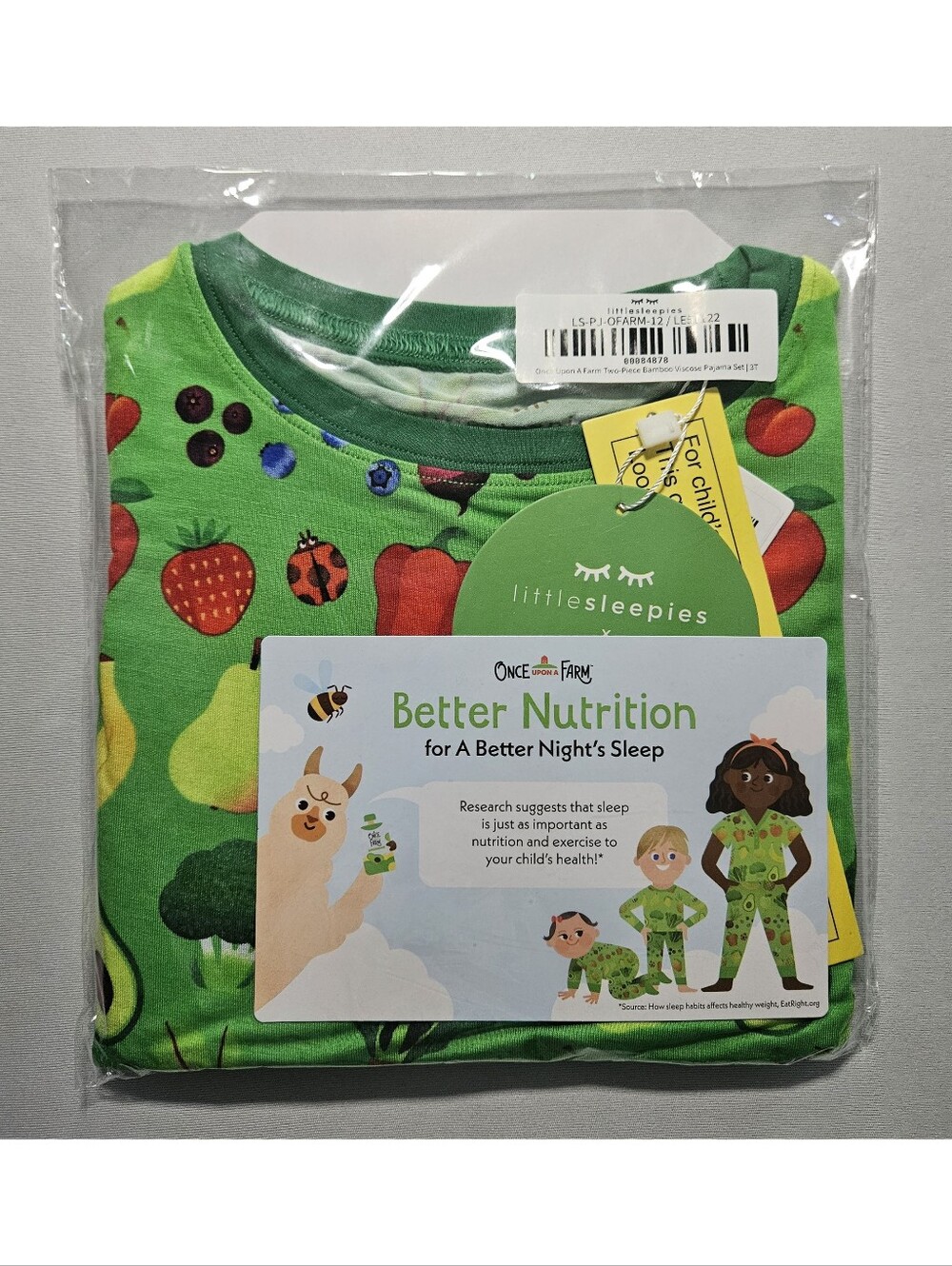 Little Sleepies Once Upon A Farm Two Pc Bamboo Viscose PJ Set Long Sleeve 3T-NWT